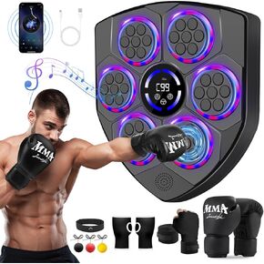 Smart Music Boxing Machine for Adults and Kids, Bluetooth Boxing Equipment with Boxing Gloves, Wall Mounted Electronic Punching Machine for Home Gym Workout Indoor