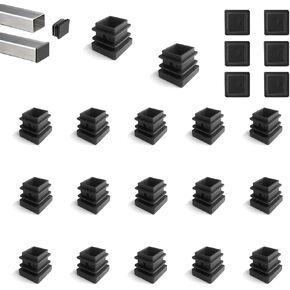 YouU 20 Pcs Square Plastic Plug Black Furniture Chair Leg Foot Cover Cap Tubing Inserts End Cap (13x13mm),Black