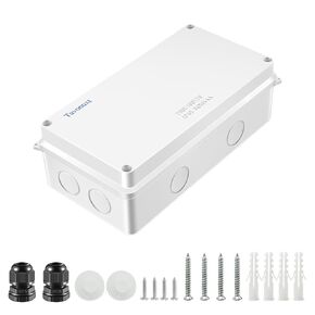 Waterproof Electrical Junction Box (7.9"x3.9"x2.8") with 8 Reserved Holes for Electronics - Sturdy ABS Plastic IP65 Dustproof Project Enclosure - White, (200x100x70mm)