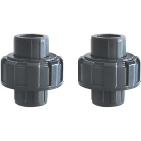 PVC Pipe Fitting, 3/4" Union JETSTREAM, Schedule 80, Grey, EPDM O-Ring, Female Thread NPT x NPT, F1970, SCH80 (3/4", 2 Pack)