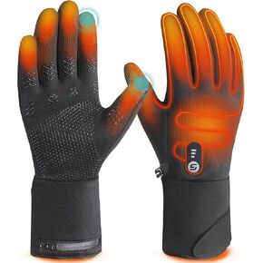 Heated Gloves for Men Women with 7.4V 3000mAh Rechargeable Battery,Soft Heated Gloves with Touch Screen and Light-Off Design