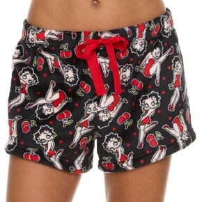 Betty Boop Women's All Over Print Pajama Shorts with Elastic Waistband - Plush Fleece Sleepwear