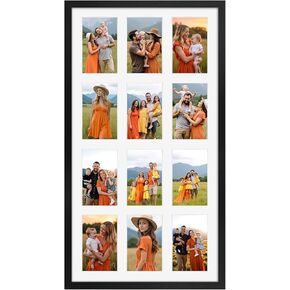 4x6 Collage Picture Frames Set of 4, 8 Openings Black Aluminium Photo Frame Collage for Multi 4 by 6 inch Pictures Photos for Wall