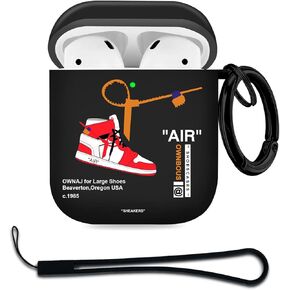 for Airpods 2nd Generation Case, Cute Cool Sports Red Shoe Pattern Protective TPU Soft Cases for Airpods Case 2nd/1st Gen, Shockproof for Airpods Case Men Women with Cleaner Kit & Lanyard