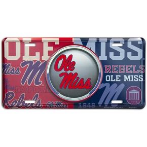 Hangtime University of Mississippi - Ole Miss Rebels - Bullseye Style License Plate