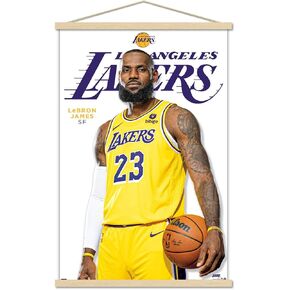 Trends International NBA Los Angeles Lakers - LeBron James Feature Series 23 Wall Poster, 22.37" x 34.00", Print and Black Hanger Bundle