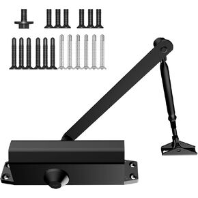 Jayseon Commercial Door Closer Automatic Door Closer Fits 99~143 lb Door Weight, Hydraulic Door Closers Silent for Residential or Light Commercial with Screws, Aluminum Black