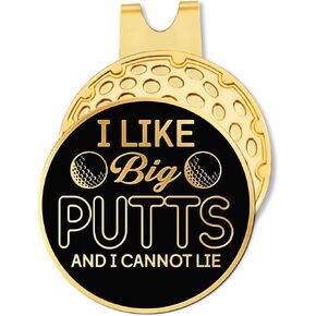 Hafhue I Like Big and I Cannot Lie Black Gold Golf Ball Marker with Hat Clip, Funny Golf Accessories and Golf Gifts for Men Women Dad Grandpa, Birthday for Golf Fan Golfer Golf Lover