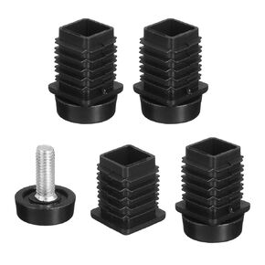 uxcell 4 Set Leveling Feet, 22x22mm Plastic Adjustable Furniture Leg Leveling Rectangle Tube Insert Screw-in Glide Levelers Fit Hole 22mm for Table Chair Furniture, Black