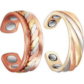 MagVIVACE 2 of Pack Copper Ring for Women, Magnetic Ring with Magnet, Jewelry Gift (cd)