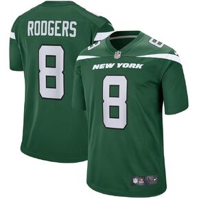 Nike Aaron Rodgers New York Jets NFL Kids Youth 8-20 Gotham Green Home On-Field Game Day Jersey (US, Numeric, 8, Regular)