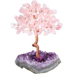 Jovivi Amethyst Crystal Tree of Life,Amethyst Cluster Base Money Tree Bonsai Decorations,Crystal Tree for Positive Energy,Handmade Gemstone Tree,Purple Room Office Desk Feng Shui Tree Decor