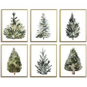 Christmas Tree Posters Wall Art - 8x10 Merry Christmas Wall Decor,Aesthetic Botanical Pictures Winter Art,Pine Trees Gallery Wall Prints for Holiday Bedroom Bathroom Living Room UNFRAMED (Tree)