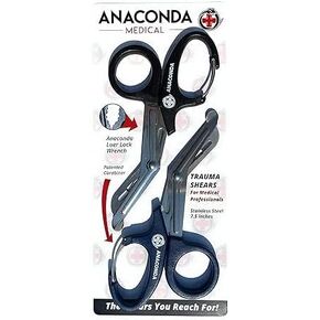 2 مقصات أناكوندا الطبية للصدمات مع مشبك حلقة تسلق مدمج (7.5 بوصة، أسود وأزرق) in Kuwait