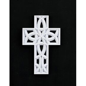 ADAVAS.Y&G Wall Wooden Cross 3D Five Stacked Layers Wall Decor Christians Ichthys Jesus Fish Cross Spiritual Religious Wall Plaque Christmas Gift For Church and Home 14" H