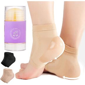 Moisturizing Socks for Cracked Heel Treatment，Heel Magic for Dry Skin or Rough Heels， with Shea Butter & Vitamin E,Lotion Silicone Toeless Socks, Comes with Heel Cream for Healthy Feet