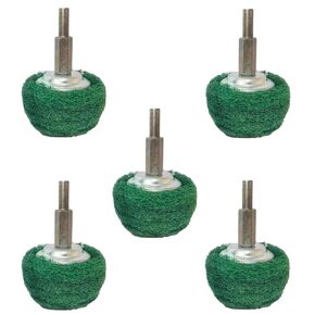 Banmo Abrasive 7 PCS Green Abrasive Buffing Wheels with 1/4" Shank, Non Woven Buffing Wheels Drill Attachment Set for Polishing Scrubbing and Cleaning Surface Abrasive Mushroom Wheel