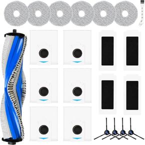 22 Pcs Vacuum Accesories Kit for ECOVACS DEEBOT T30S / T30S PRO Robot Vacuum, Replacement Parts Include 1Rubber Brush, 4 Filters, 6 Pads, 6 T30S Dust Bag, 4 Side Brush and 1 Cleaning Tool