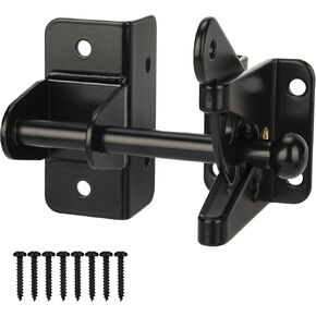 Self Locking Gate Latch for Wooden Fence,Heavy Duty Gravity Fence Latch Privacy Door Latch for Wood Gate,Metal Gates,Vinyl Fence,Gate Hardware Gate Door Lock for Outdoor Pool,Black Finish