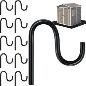 Blulu 10 Pcs 2'' Long Shed Hooks Shed Accessories for Hanging Heavy Duty Individual Utility Hooks Universal Wall Mounted J Utility Hangers for Tools Shovels Rakes Bikes Storage (Silver)