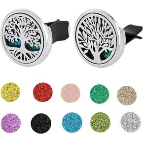 Framendino, 2 Pack 30mm Car Diffuser Vent Clips Life Tree Diffuser Vent Clip with 20 Pack Shiny Felt Pads Essential Oil Fragrance Diffuser for Car and Home