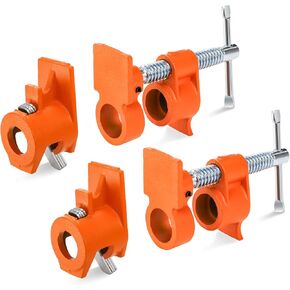 Kingrol 1/2 Inch Wood Gluing Pipe Clamps, Set of 2 Heavy Duty Bar Clamps for Woodworking, Quick Release for Carpentry, Home Improvement, DIY Projects
