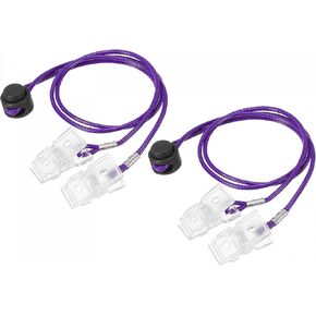 uxcell Napkin Chain, 12.8" 2Pcs Polyester Neck Bib Holder Chain Sun Hat Strap Cord Lanyard with Adjustable Buckle Clips for Napkin Cap Fixing, Purple