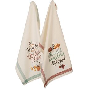 DII Fall Kitchen Towels for Kitchen Decorative Cotton Dish Towel Set, 18x28, Grateful Heart, 2 Count