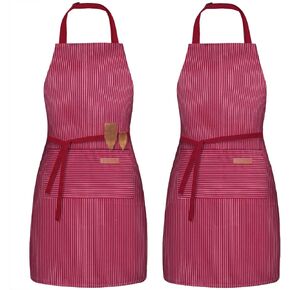 2 Pack Adjustable Bib Apron with 2 Pockets Chef Cooking Kitchen Restaurant Aprons for Women Men