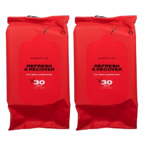 GamePlan Post-Sweat/Workout Sport Wipes, Removes Sweat, Dirt, and Oil, Durable, Biodegradable, Non-Sticky, Cleans and Moisturizes Your Skin - 2 Pack