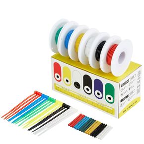 24 Gauge Wire 25ft Each Spool, Flexible Electrical Wire, Premium Automotive Wire, Well-Insulated Electric Wire, Corrosion-Resistant Wires 600V, Wire Spool with Handy Dispener Box, 6-Color Wire Kit