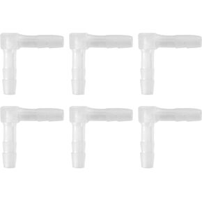 6 Pcs Universal Automotive Vacuum Tubing Connector - Car 90 Degree 4mm / 5/32" L Shaped Vacuum Tubing Connector Assortment 2 Way Vacuum Line Fittings - Plastic Transparent