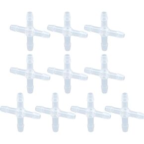 50 pack Pharmaceutical Polypropylene Cross Fittings Connector Equal Barbed 4-Way Joint for 3/8" ID Tubing Hose Barb