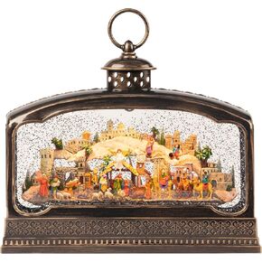 2024 Red Extra Large Snow Globe(s) Musical:Unique Flying Snow+Village Easter Xmas Electric Lanterns with Timer:Battery Church Home Decorations Indoor:USB Light Up, More Swirling Glitter