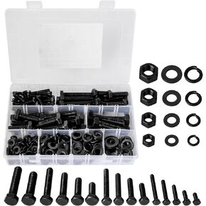 SHAOHUA 328 قطعة M3/M4/M5/M6/M8/M10/M12 مجموعة متنوعة من البراغي المترية، 304 براغي سداسية مسطحة شديدة التحمل من الفولاذ المقاوم للصدأ، مجموعة متنوعة من البراغي والصواميل، حشية مسطحة وغسالات قفل (فضية) in Kuwait