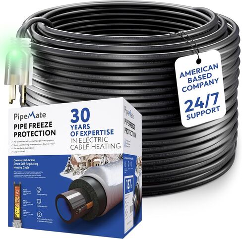 PipeMate Self Regulating Heat Cable for Pipe Freeze Protection, 120V, 5Watts/Ft, Electric Heating Cable for Water Pipes, 6 Ft Heat Tape in Saudi Arabia