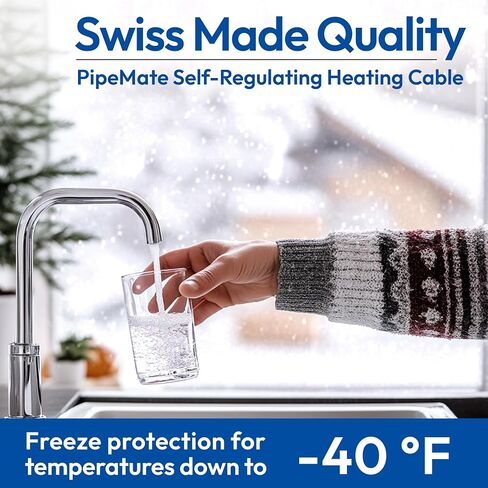 PipeMate Self Regulating Heat Cable for Pipe Freeze Protection, 120V, 5Watts/Ft, Electric Heating Cable for Water Pipes, 6 Ft Heat Tape in Saudi Arabia