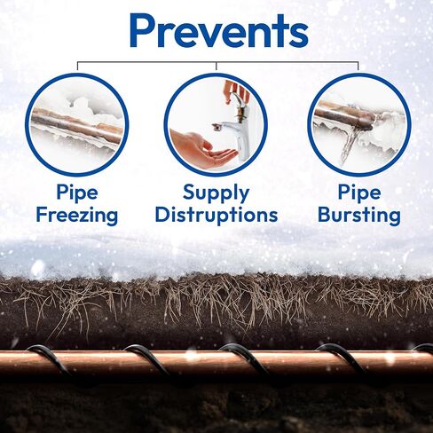 PipeMate Self Regulating Heat Cable for Pipe Freeze Protection, 120V, 5Watts/Ft, Electric Heating Cable for Water Pipes, 6 Ft Heat Tape in Saudi Arabia