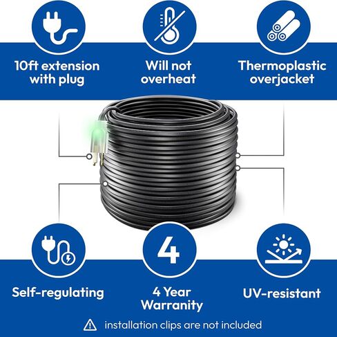 PipeMate Self Regulating Heat Cable for Pipe Freeze Protection, 120V, 5Watts/Ft, Electric Heating Cable for Water Pipes, 6 Ft Heat Tape in Saudi Arabia