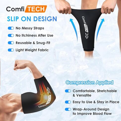 Comfitech Shin Splint Ice Pack Wrap for Entire Leg and Calf, Elbow Knee Ice Sleeve for Swelling, Bruises and Sprains, Large Size in Saudi Arabia