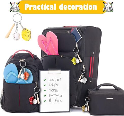 18 قطعة من سلسلة مفاتيح مضرب البيسبول، قفاز بيسبول خشبي، ملحقات سلسلة مفاتيح صغيرة، حلقة مفاتيح رياضية للأولاد والبنات، حقائب حفلات أعياد الميلاد، حقائب هدايا تذكارية، 6 ألوان in Kuwait