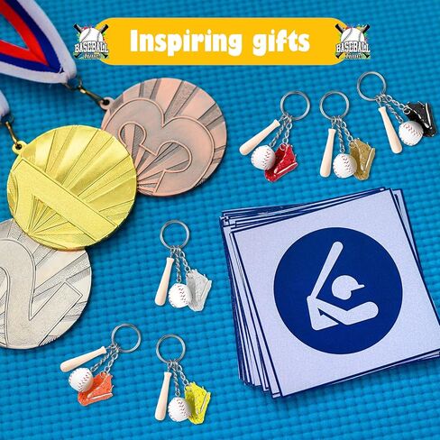 18 قطعة من سلسلة مفاتيح مضرب البيسبول، قفاز بيسبول خشبي، ملحقات سلسلة مفاتيح صغيرة، حلقة مفاتيح رياضية للأولاد والبنات، حقائب حفلات أعياد الميلاد، حقائب هدايا تذكارية، 6 ألوان in Kuwait