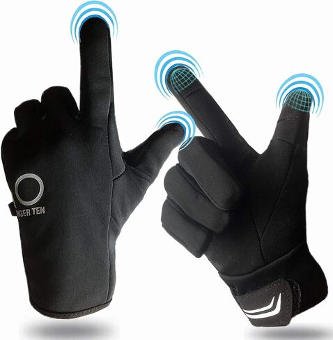 FINGER TEN Winter Gloves Men Women Touchscreen Waterproof, Running Cycling Liner Fleece Pair in Saudi Arabia