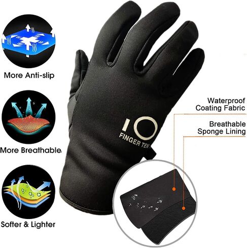 FINGER TEN Winter Gloves Men Women Touchscreen Waterproof, Running Cycling Liner Fleece Pair in Saudi Arabia