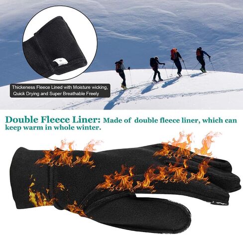 FINGER TEN Winter Gloves Men Women Touchscreen Waterproof, Running Cycling Liner Fleece Pair in Saudi Arabia