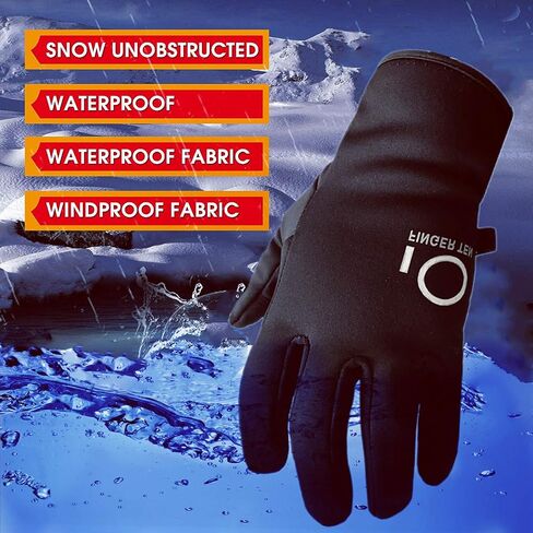 FINGER TEN Winter Gloves Men Women Touchscreen Waterproof, Running Cycling Liner Fleece Pair in Saudi Arabia