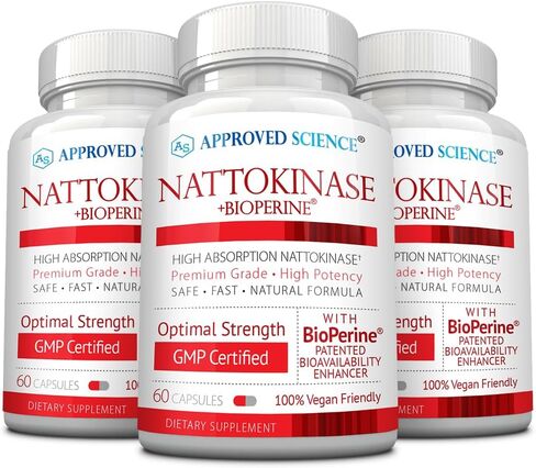 Approved Science Nattokinase - 4,000 FU - 200 mg - Free of Vitamin K2 - Contains BioPerine - One Month Supply - Vegan, Non-GMO - 360 Capsules in Saudi Arabia