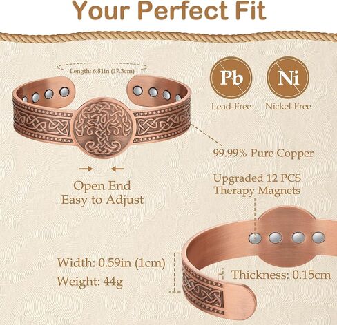 Feraco 12X Strength Copper Bracelet for Men Enhanced Magnetic Bracelets for Men with 3800 Gauss Magnets, Adjustable Cuff Bangle (Eternal Knot) in Saudi Arabia