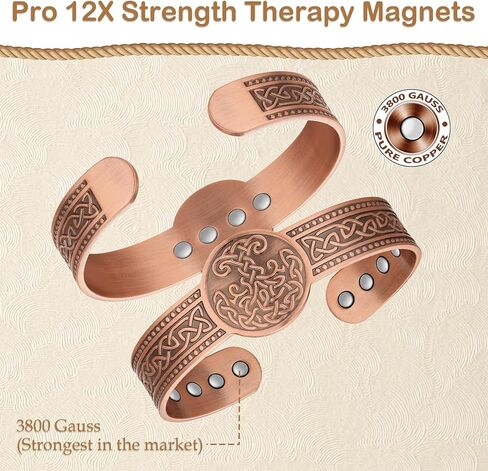 Feraco 12X Strength Copper Bracelet for Men Enhanced Magnetic Bracelets for Men with 3800 Gauss Magnets, Adjustable Cuff Bangle (Eternal Knot) in Saudi Arabia