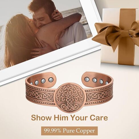 Feraco 12X Strength Copper Bracelet for Men Enhanced Magnetic Bracelets for Men with 3800 Gauss Magnets, Adjustable Cuff Bangle (Eternal Knot) in Saudi Arabia